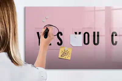 Magnetic marker board with Yes you can do it design
