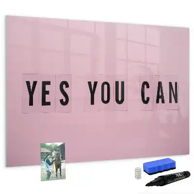 Magnetic marker board with Yes you can do it design
