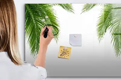 Magnetic marker board with palm leaves pattern