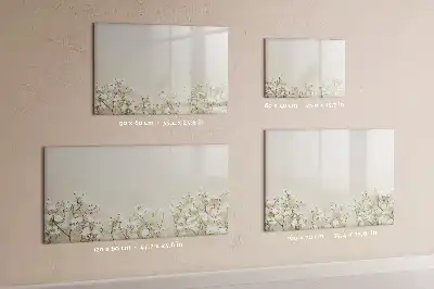 Magnetic glass dry erase board with blooming flowers pattern