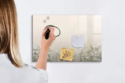 Magnetic glass dry erase board with blooming flowers pattern