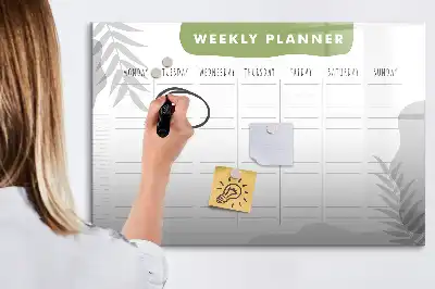 Magnetic glass dry erase board weekly planner version