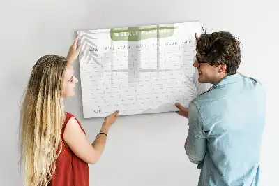 Magnetic glass dry erase board weekly planner version