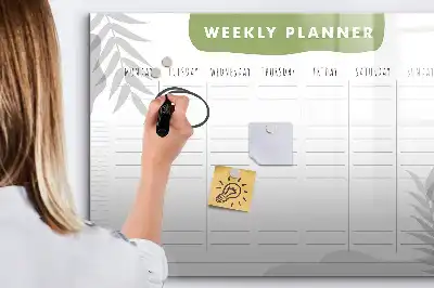 Magnetic glass dry erase board weekly planner version