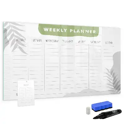 Magnetic glass dry erase board weekly planner version