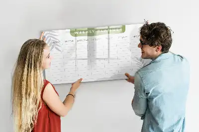 Magnetic glass dry erase board weekly planner version