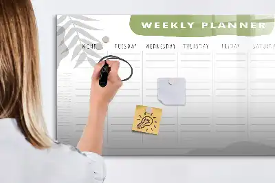 Magnetic glass dry erase board weekly planner version