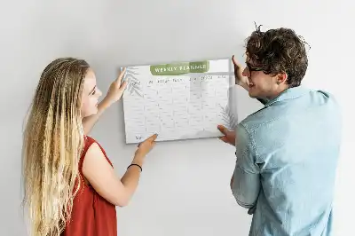 Magnetic glass dry erase board weekly planner version