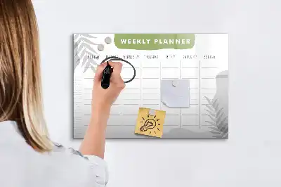 Magnetic glass dry erase board weekly planner version