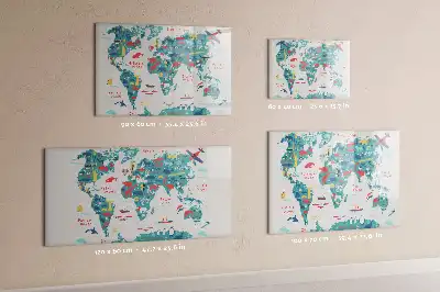 Magnetic marker board with a world map and picture display