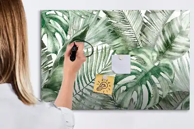 Magnetic marker board with plant leaves print