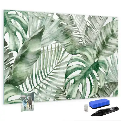 Magnetic marker board with plant leaves print
