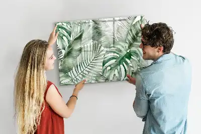 Magnetic marker board with plant leaves print
