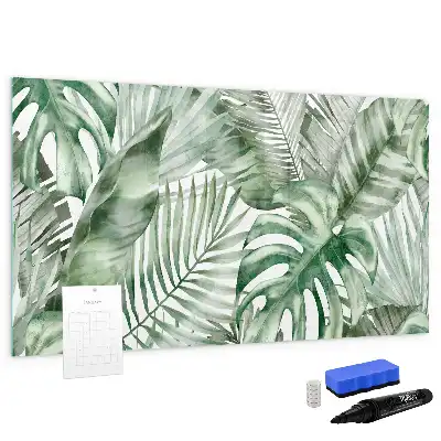 Magnetic marker board with plant leaves print