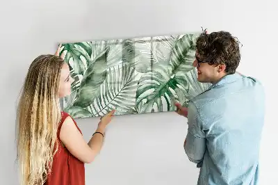 Magnetic marker board with plant leaves print