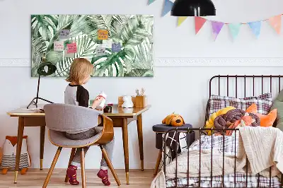 Magnetic marker board with plant leaves print