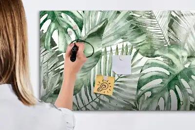 Magnetic marker board with plant leaves print