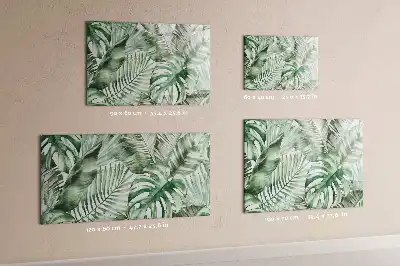 Magnetic marker board with plant leaves print