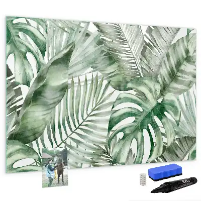 Magnetic marker board with plant leaves print