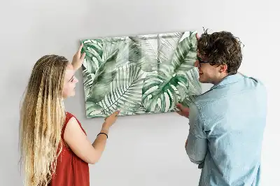 Magnetic marker board with plant leaves print