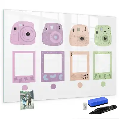 Magnetic glass dry erase board camera set