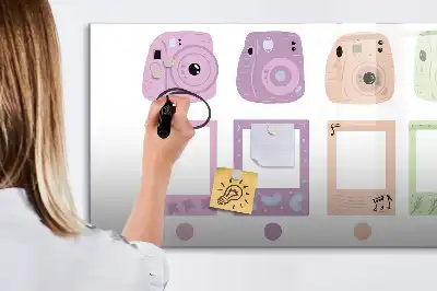 Magnetic glass dry erase board camera set
