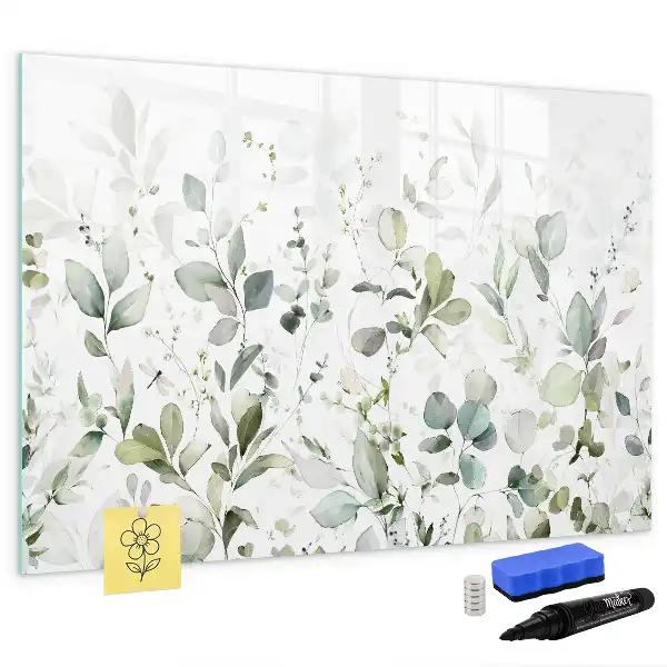 Magnetic marker board with a plants design