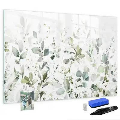 Magnetic marker board with a plants design