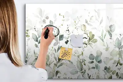 Magnetic marker board with a plants design