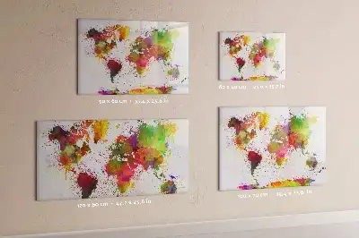 Watercolor world map magnetic marker board