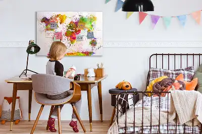Watercolor world map magnetic marker board