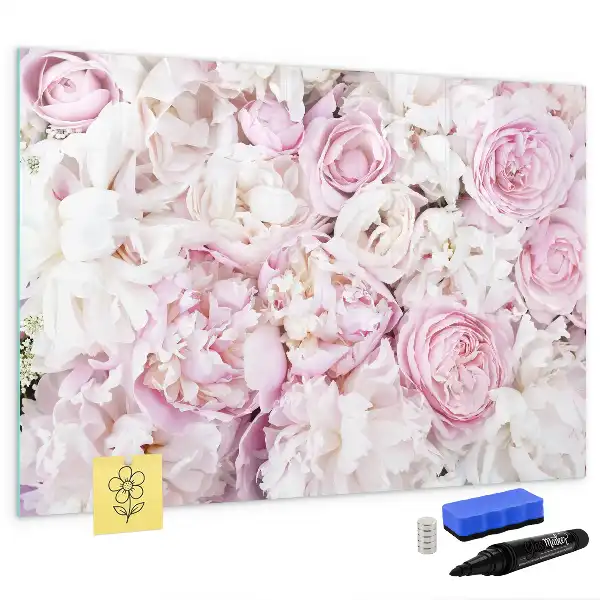 Magnetic glass dry erase board with decorative flowers