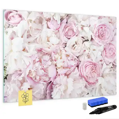 Magnetic glass dry erase board with decorative flowers