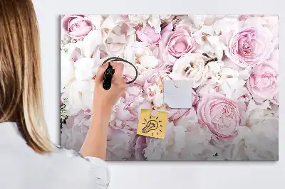 Magnetic glass dry erase board with decorative flowers