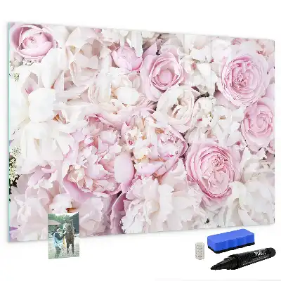Magnetic glass dry erase board with decorative flowers