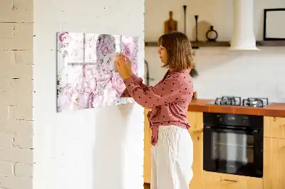 Magnetic glass dry erase board with decorative flowers