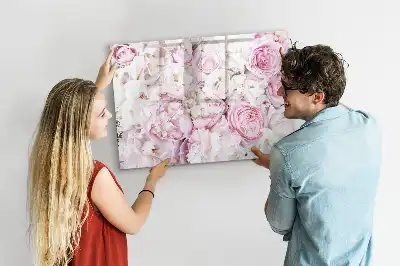 Magnetic glass dry erase board with decorative flowers