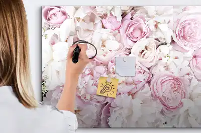 Magnetic glass dry erase board with decorative flowers