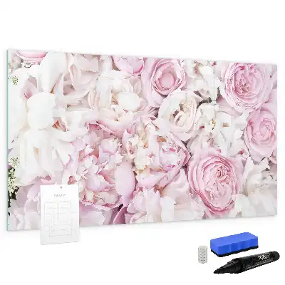 Magnetic glass dry erase board with decorative flowers