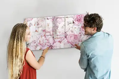 Magnetic glass dry erase board with decorative flowers