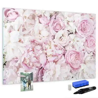 Magnetic glass dry erase board with decorative flowers