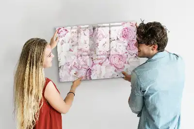 Magnetic glass dry erase board with decorative flowers