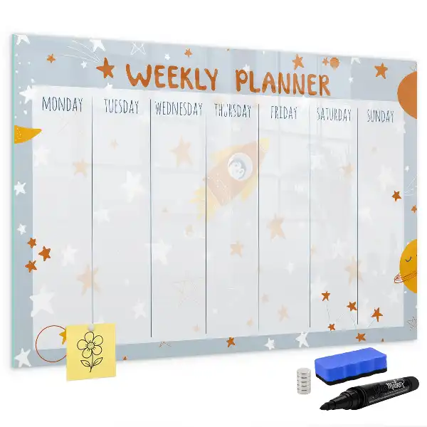 Magnetic marker board week planner