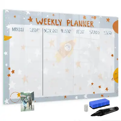 Magnetic marker board week planner
