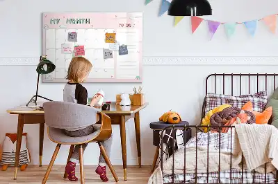 Magnetic glass dry erase board monthly planner for children