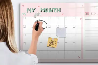 Magnetic glass dry erase board monthly planner for children