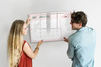 Magnetic glass dry erase board monthly planner for children