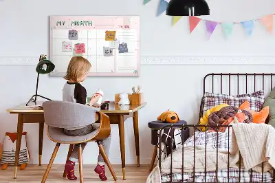 Magnetic glass dry erase board monthly planner for children