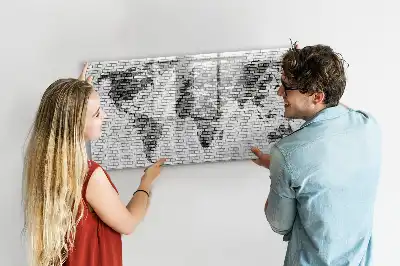 Magnetic glass dry erase board world map on brick wall print