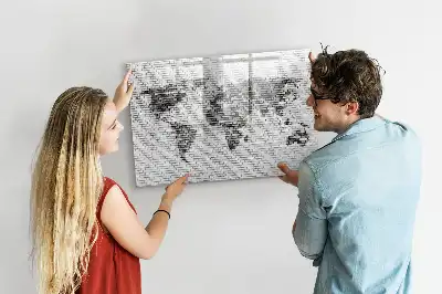 Magnetic glass dry erase board world map on brick wall print